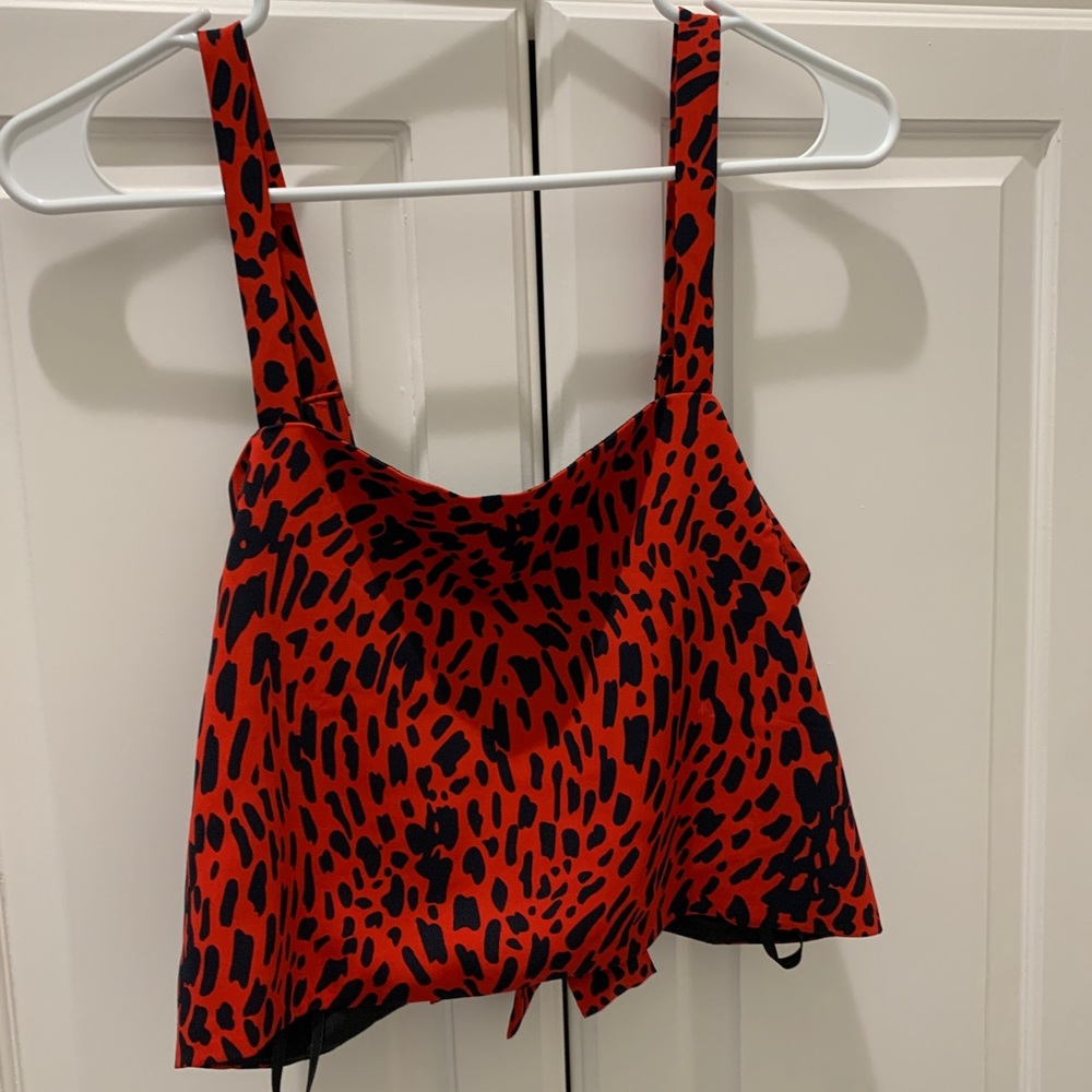 Cute red & black crop top with back tie